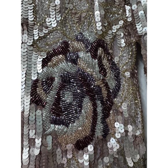 NWT Mac Duggal Floral Sequined Beaded Midi Dress Size 4 - Picture 9 of 16